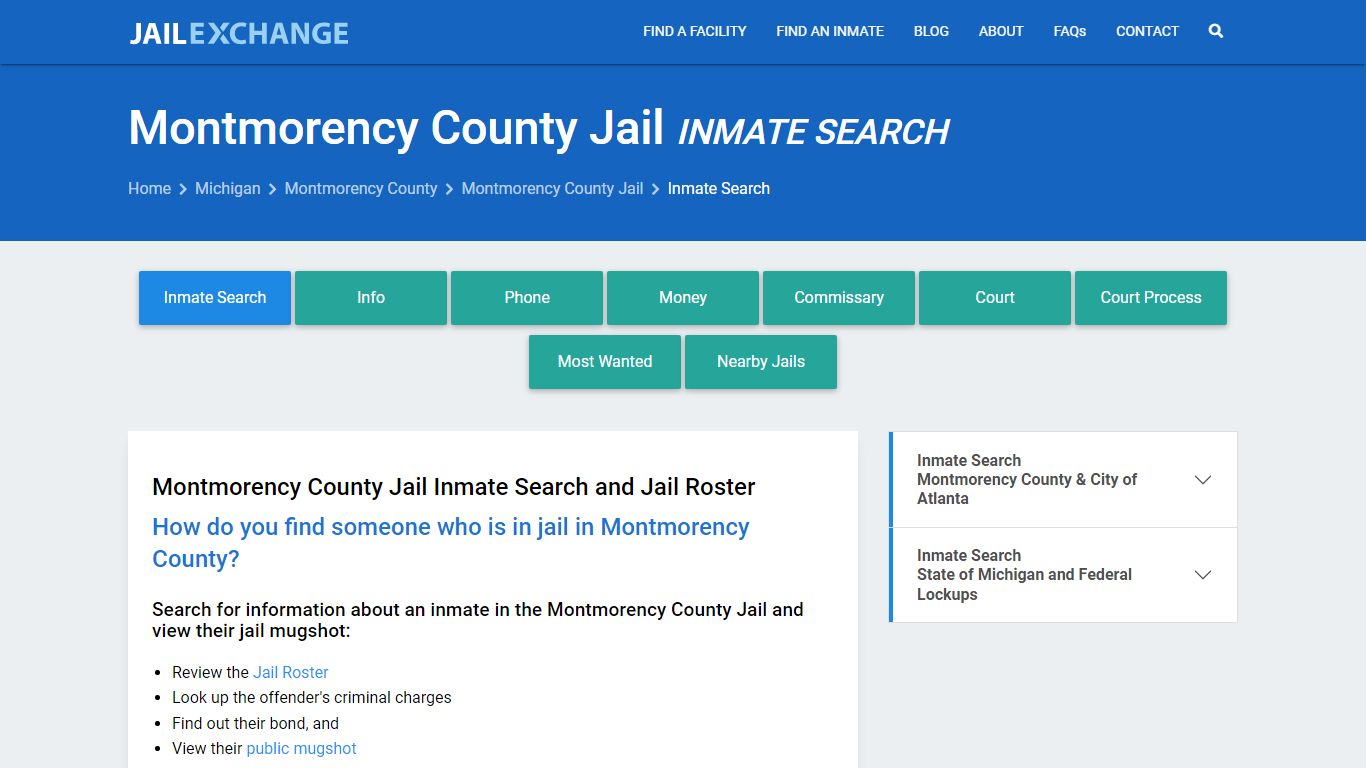 Montmorency County Jail Inmate Search - Jail Exchange