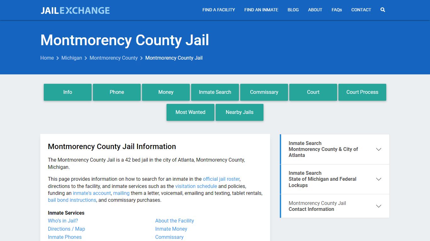 Montmorency County Jail, MI Inmate Search, Information